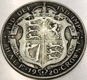 Anglia UK pół korony half crown 1920 Jerzy V George SREBRO