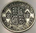 Anglia UK pół korony half crown 1937 Jerzy VI George SREBRO
