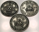 Anglia UK zestaw 3x szyling one shilling 1947 1948 1950 Jerzy VI