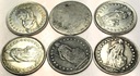 zestaw LOT Szwajcaria 6x 1 frank 1860-1965 SREBRO