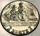 2 zł złote 1936 Żaglowiec Żaglówka Statek SREBRO