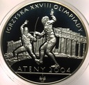 10 zł złotych 2004 Ateny Igrzyska Olimpiady szermierka SREBRO