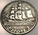 2 zł złote 1936 Żaglowiec Żaglówka Statek SREBRO