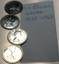 Kanada zestaw 4x 25 centów 1953-1968 Renifer Karibu Jeleń SREBRO