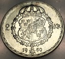 Szwecja 2 korony kronor 1947 Gustaw Gustaf V SREBRO