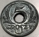 5 gr groszy 1939 okupacja otwór CYNK