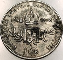 Austria 1 korona 1908 Franciszek Józef jubileusz 60 lat 1848 SREBRO