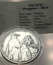 Tokelau 5 dolarów 2014 Pingwiny uncja 1 oz SREBRO