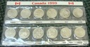 zestaw Kanada 12x 25 centów 1999 Kalendarz 12 miesięcy set BLISTER