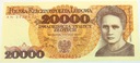 1989 20000 20.000 zł złotych Skłodowska seria AN