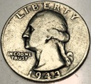 USA 25 centów quarter dollar 1943 Washington SREBRO
