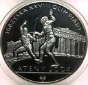 10 zł złotych 2004 ATENY Igrzyska Olimpiady szermierka SREBRO