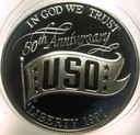 USA 1 dolar dollar 1991 50-lecie USO United Services Organisation SREBRO