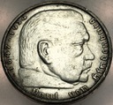 Niemcy 5 marek Reichsmark 1936 Hindenburg SREBRO