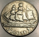 2 zł złote 1936 Żaglowiec Żaglówka Statek SREBRO