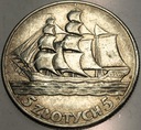 5 zł złotych 1936 Żaglowiec Żaglówka Statek SREBRO