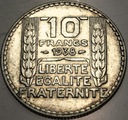 Francja 10 franków francs 1938 SREBRO
