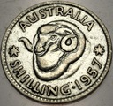 Australia 1 szyling shilling 1957 Elizabeth II głowa barana SREBRO