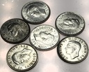 LOT zestaw Anglia UK 6x 1 szyling shilling 1945-1946 Jerzy VI George SREBRO