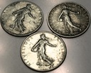 LOT zestaw Francja 3 x 1 frank 1910-1918 SREBRO