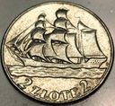 2 zł złote 1936 Żaglowiec Żaglówka Statek SREBRO