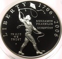 USA 1 dolar dollar 2006 Banjamin Franklin naukowiec SREBRO