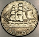 2 zł złote 1936 Żaglowiec Żaglówka Statek SREBRO