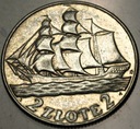 2 zł złote 1936 Żaglowiec Żaglówka Statek SREBRO