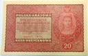 1919 20 Dwadzieścia Marek Polskich II Serja FL banknot (nr 1)