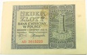 1941 1 zł Jeden Złoty seria AD banknot