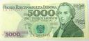 1988 5000 zł złotych Chopin seria EA banknot (nr 2)
