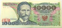 1988 10000 zł złotych Wyspiański seria DF banknot