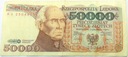 1989 50000 zł złotych Staszic seria AS banknot