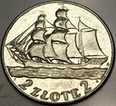 2 zł złote 1936 Żaglowiec Żaglówka Statek SREBRO