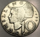 Austria 10 szylingów schilling 1957 SREBRO