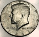 USA 1/2 dolara Half Dollar 1965 KENNEDY John F JFK SREBRO