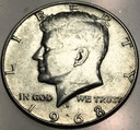 USA 1/2 dolara Half Dollar 1968 KENNEDY John F JFK SREBRO