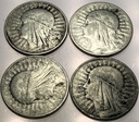 LOT zestaw 4x 10 zł złotych 1932 Głowa Kobiety Polonia Jadwiga Babka SREBRO