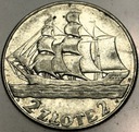 2 zł złote 1936 Żaglowiec Żaglówka Statek SREBRO