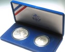 USA zestaw 1 dolar + 1/2 dolara 1986 Ellis Island etui Statua SREBRO