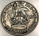 Anglia UK 1 szyling shilling 1938 Jerzy VI George SREBRO