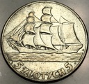 5 zł złotych 1936 Żaglowiec Żaglówka Statek SREBRO