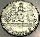 2 zł złote 1936 Żaglowiec Żaglówka Statek SREBRO