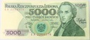 1988 5000 zł pięć tysięcy złotych Seria EA 2254379 Chopin banknot