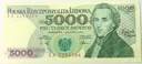 1988 5000 zł pięć tysięcy złotych Seria EA 2254384 Chopin banknot
