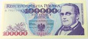 1993 100000 zł sto tysięcy złotych Seria G 7521320 Moniuszko banknot