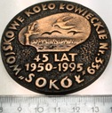Medal 1995 Wojskowe Koło Łowieckie SOKÓŁ nr 339 PZŁ 45 lat 1950