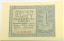 1940 1 zł Jeden Złoty, banknot seria A