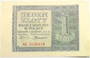 1941 1 zł Jeden Złoty, banknot seria AE