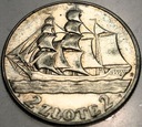 2 zł złote 1936 Żaglowiec Żaglówka Statek SREBRO